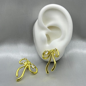 #ARL121 - Arete De Moño Con Piedra De Oro Laminado 18k