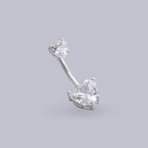 #AR203 - Arete/Piercing Para Ombligo En Forma De Corazón De Plata - MI1.9