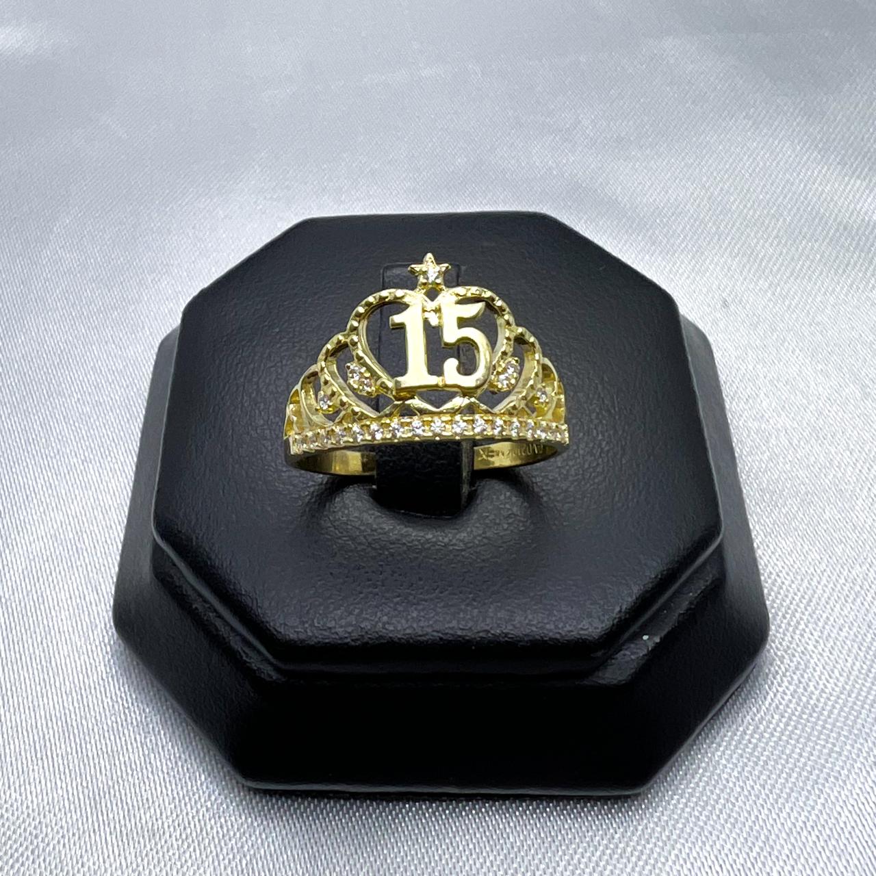 #HE161 - Anillo De Corona De XV/15 Años De Oro 10k - J07/2.2