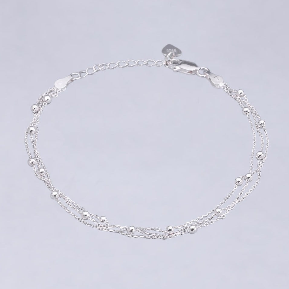 #PA228 - Pulsera Triple Con Bolitas De Plata - MI3.1