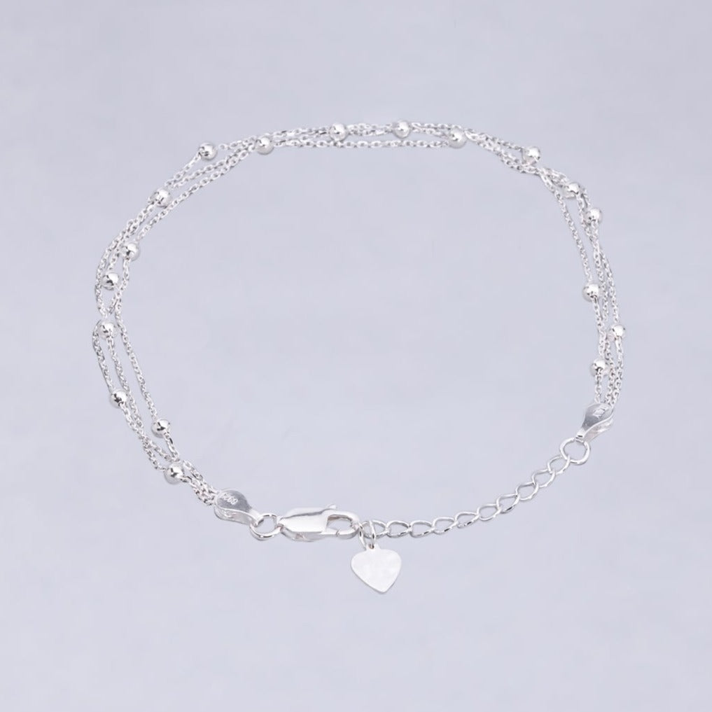 #PA228 - Pulsera Triple Con Bolitas De Plata - MI3.1