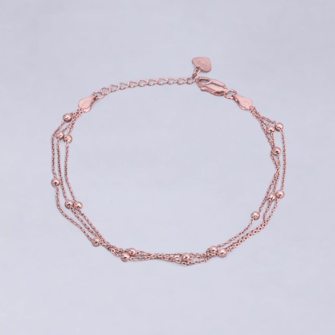 #PA228 - Pulsera Triple Con Bolitas De Plata - MI3.1