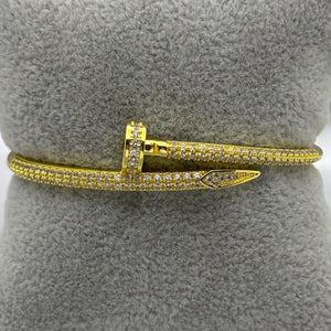 #PAL107 - Pulsera Clavo Rígida Ovalada Oro Laminado 18K