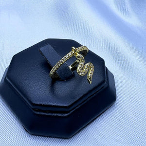 #AOL126 - Anillo Con Colgante De Serpiente De Oro Laminado De 18k