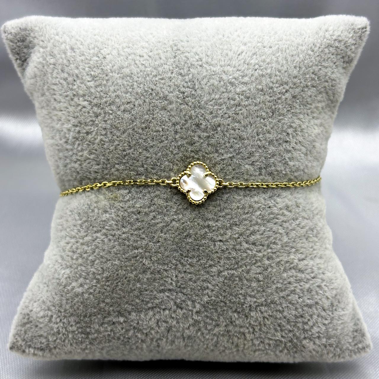 PA10111- Pulsera Tipo Van Cleef De 1 Trébol De Oro 10k 2.1